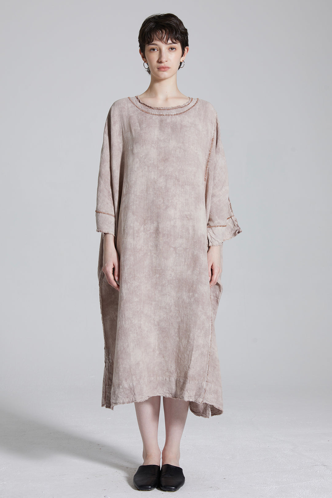 Cravat Tie-dye Linen Cozy Maxi Dress