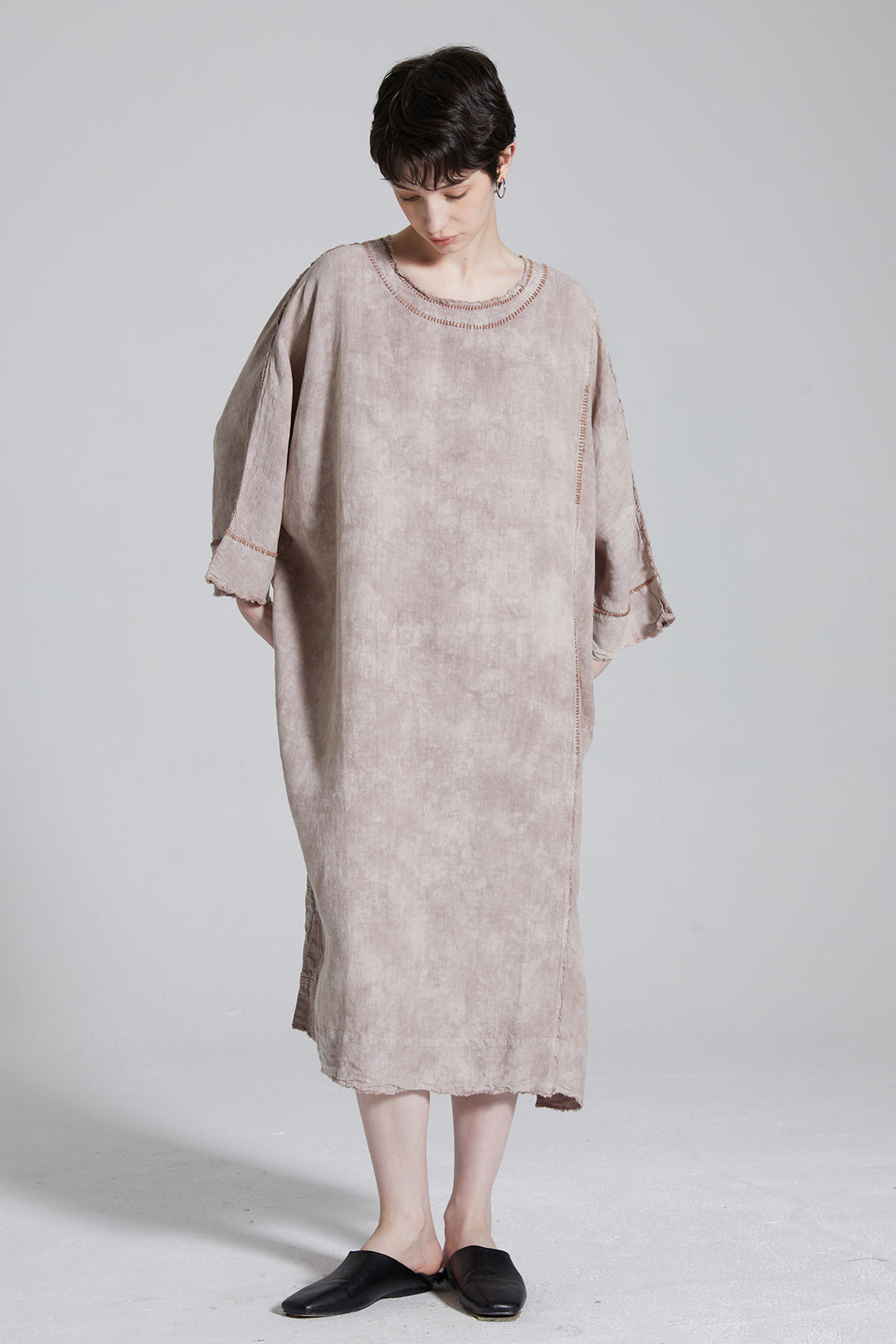 Cravat Tie-dye Linen Cozy Maxi Dress