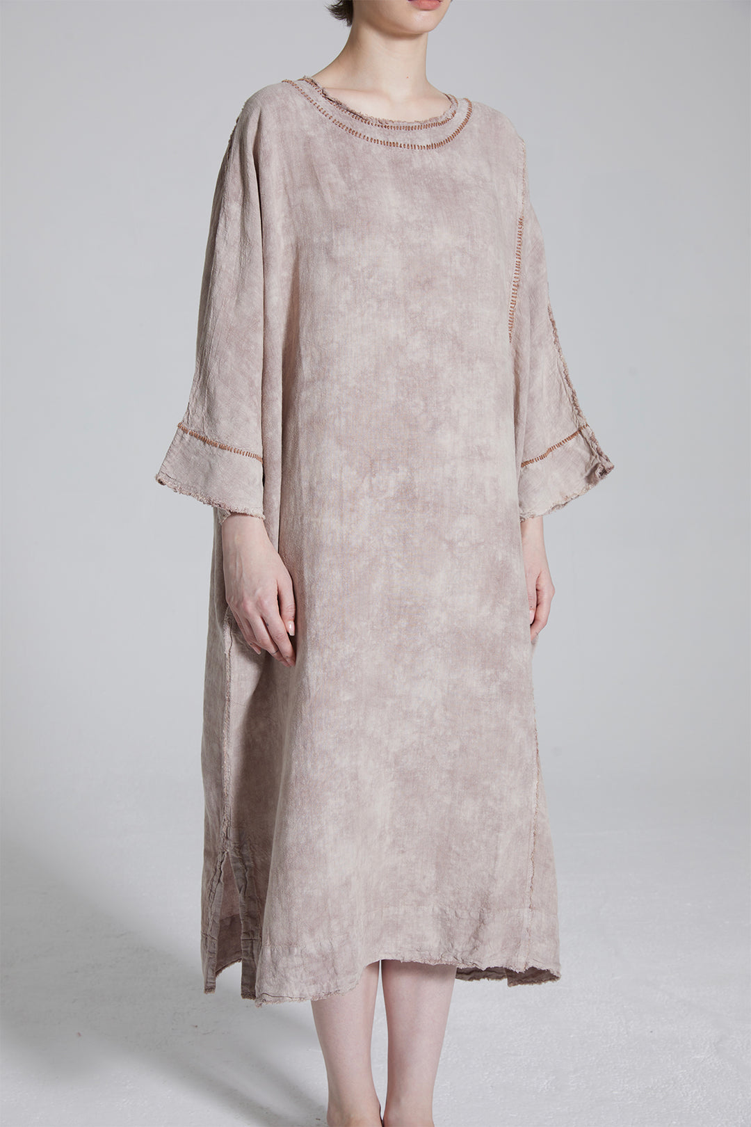 Cravat Tie-dye Linen Cozy Maxi Dress