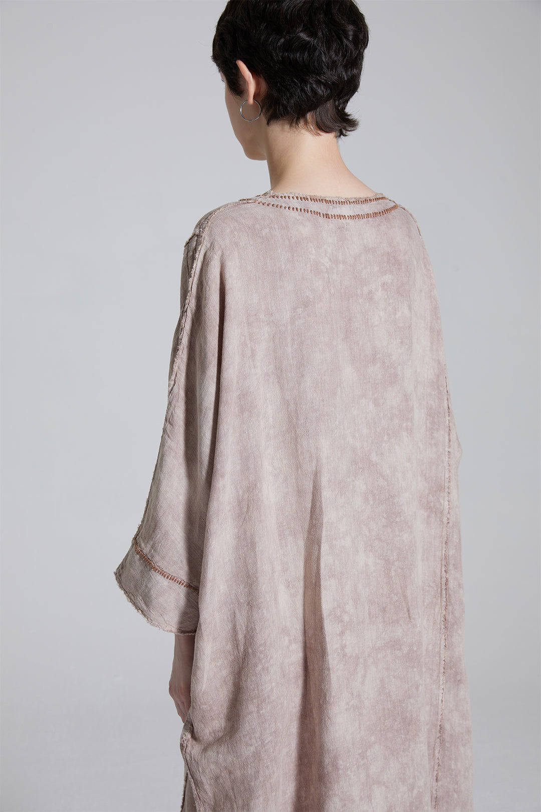 Cravat Tie-dye Linen Cozy Maxi Dress