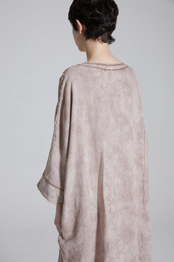 Cravat Tie-dye Linen Cozy Maxi Dress