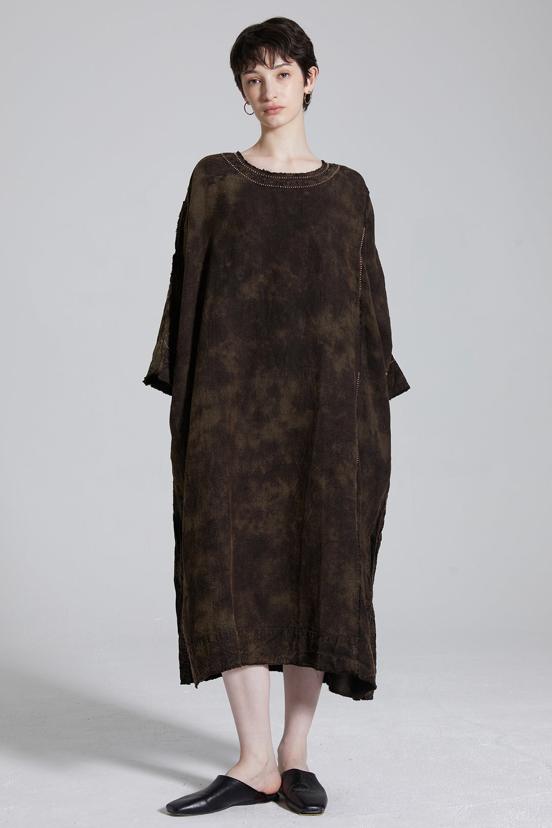 Cravat Tie-dye Linen Cozy Maxi Dress