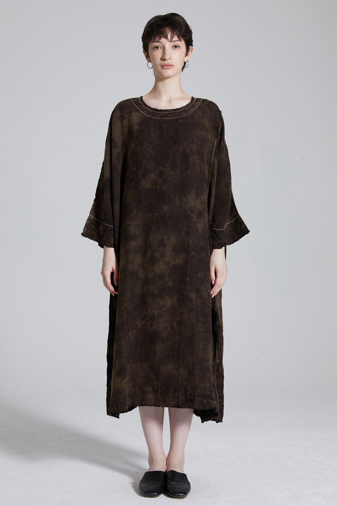 Cravat Tie-dye Linen Cozy Maxi Dress