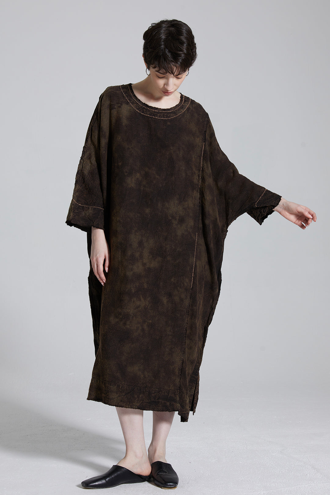 Cravat Tie-dye Linen Cozy Maxi Dress