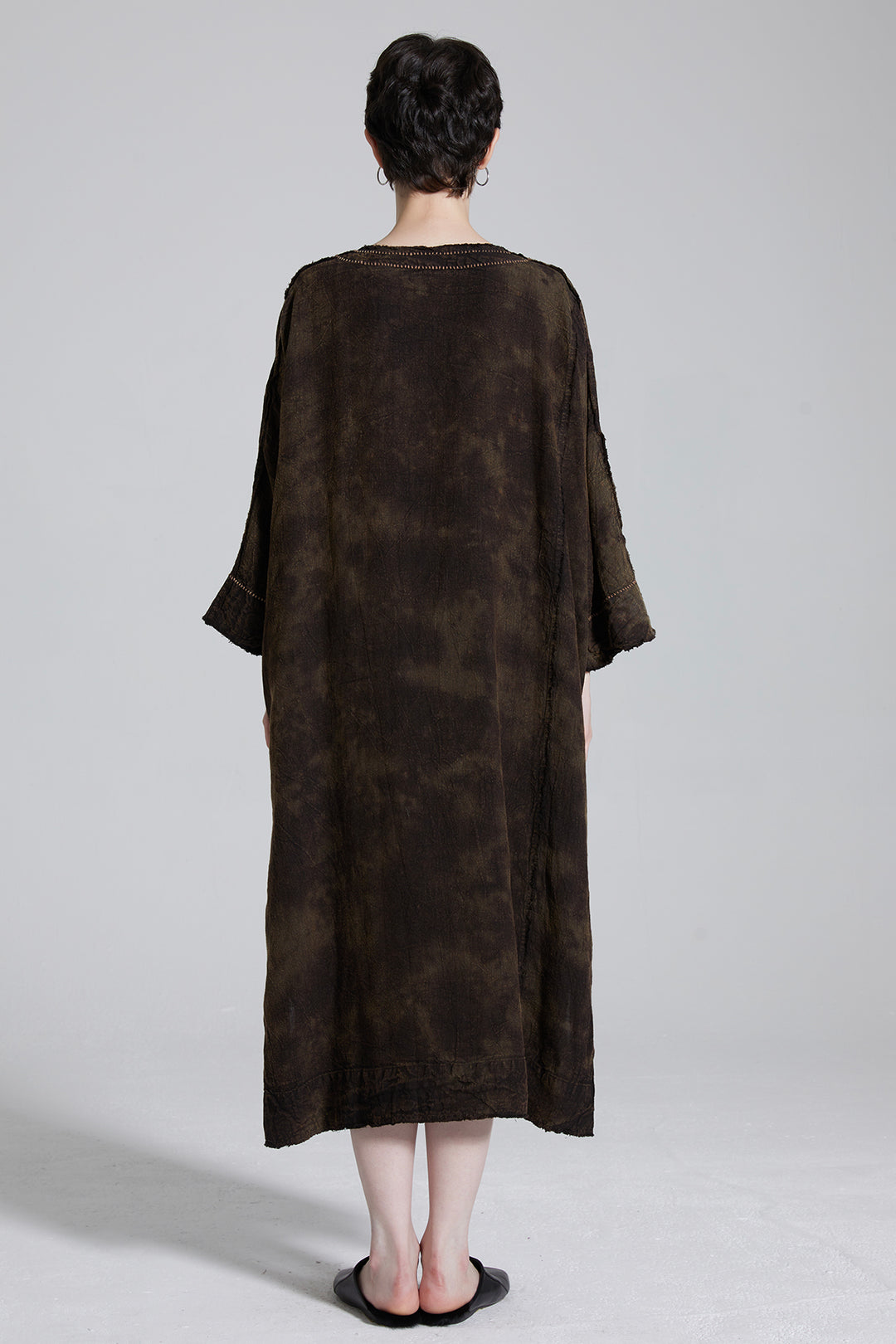 Cravat Tie-dye Linen Cozy Maxi Dress