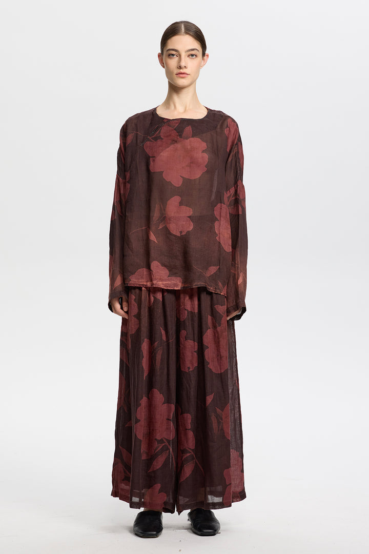 Thalia Print Linen Pants Set