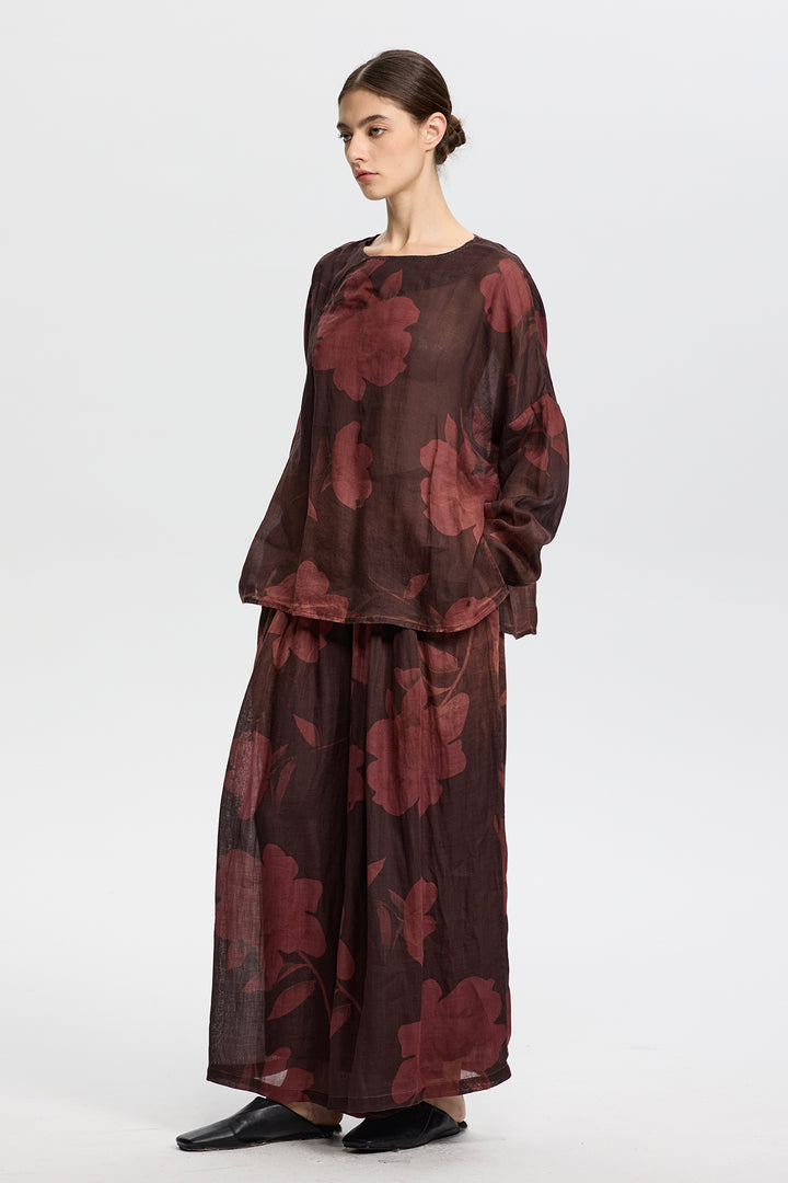 Thalia Print Linen Top