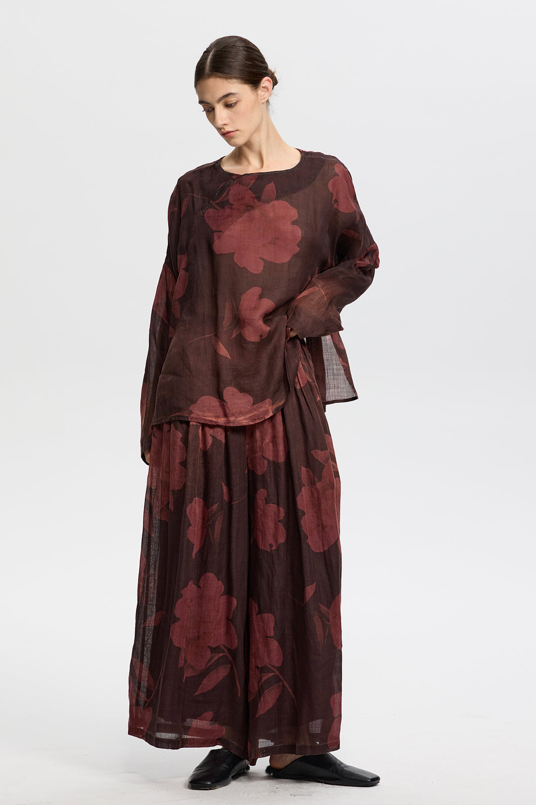 Thalia Print Linen Pants Set