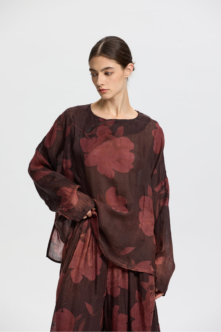 Thalia Print Linen Pants Set