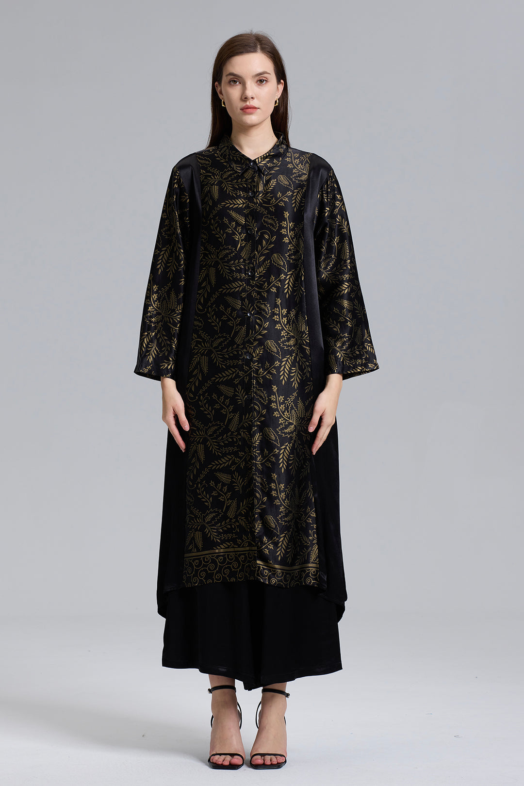 Conjunto dois estampado retrô casual elegante