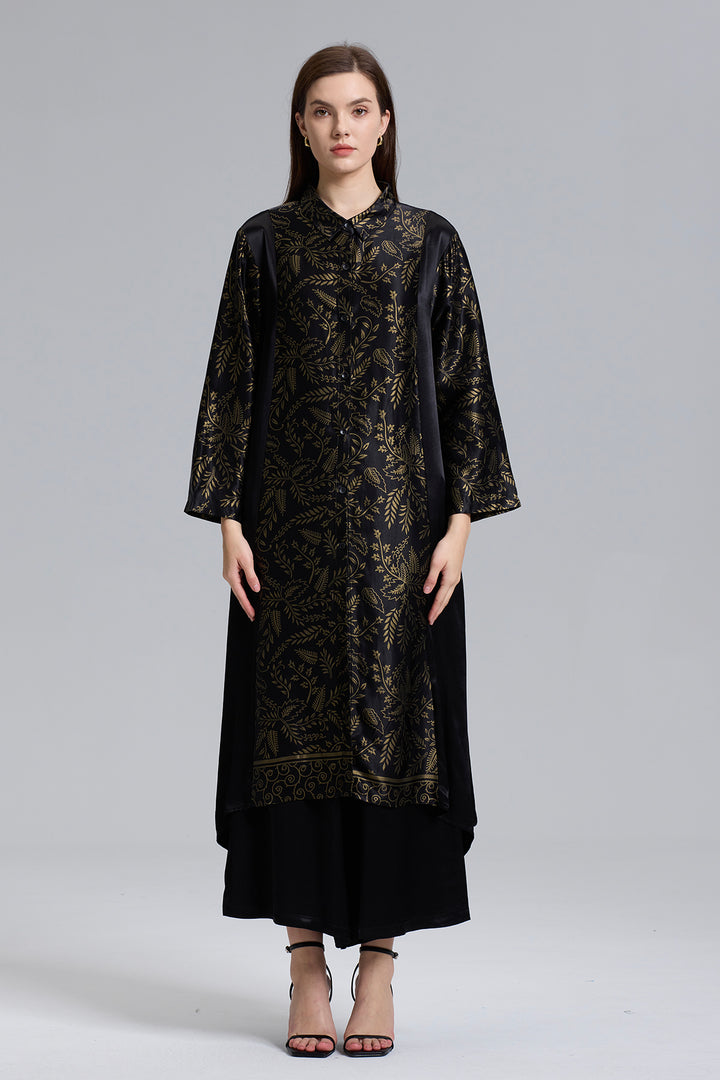 Conjunto dois estampado retrô casual elegante