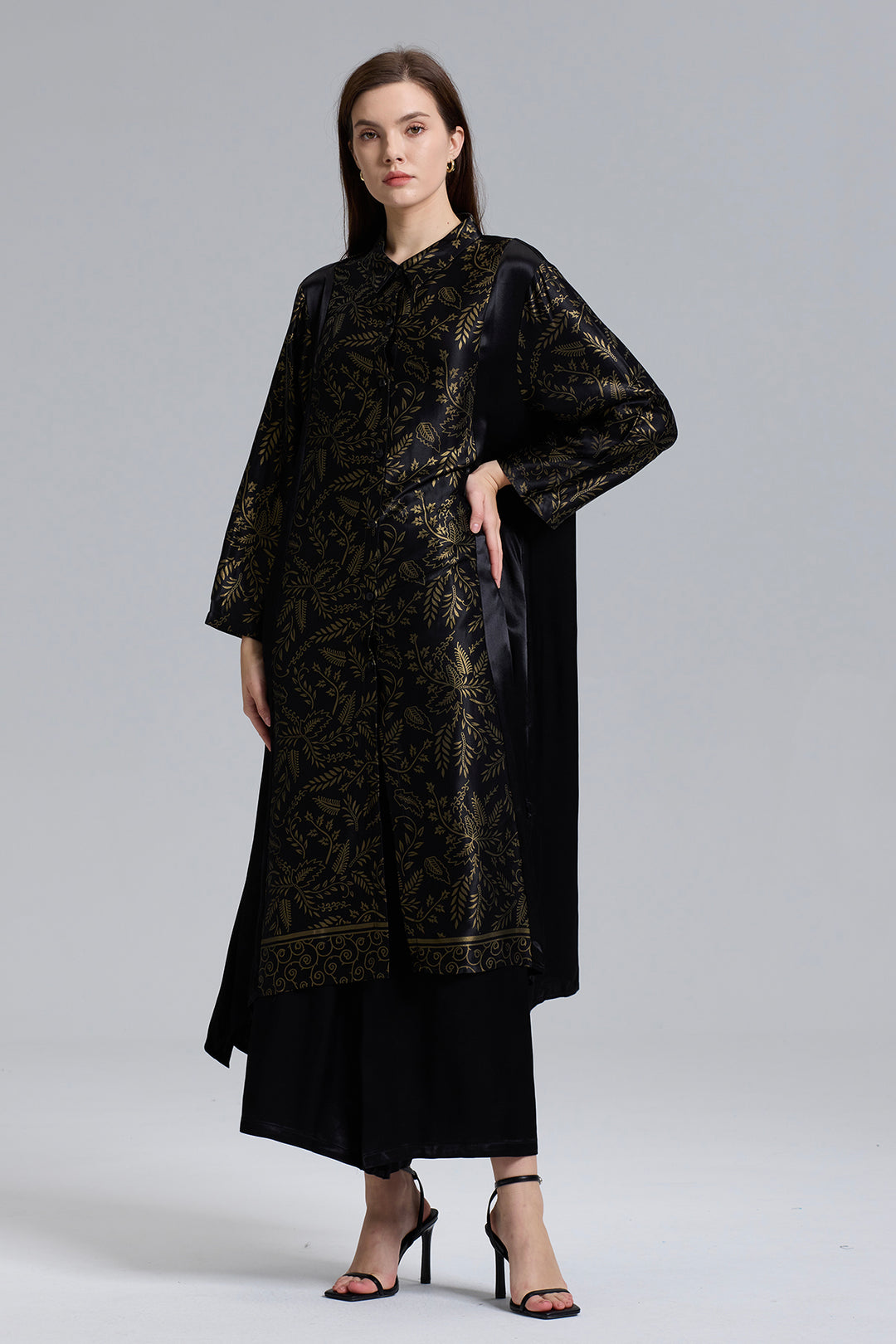 Conjunto dois estampado retrô casual elegante