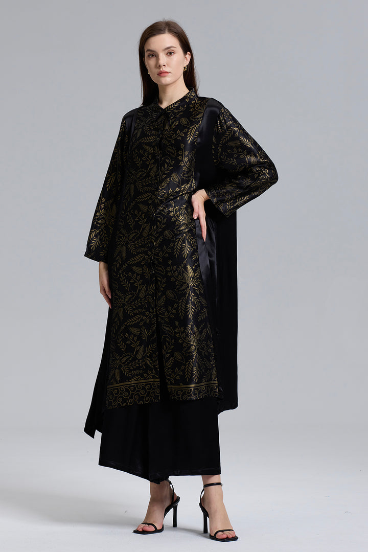 Conjunto dois estampado retrô casual elegante