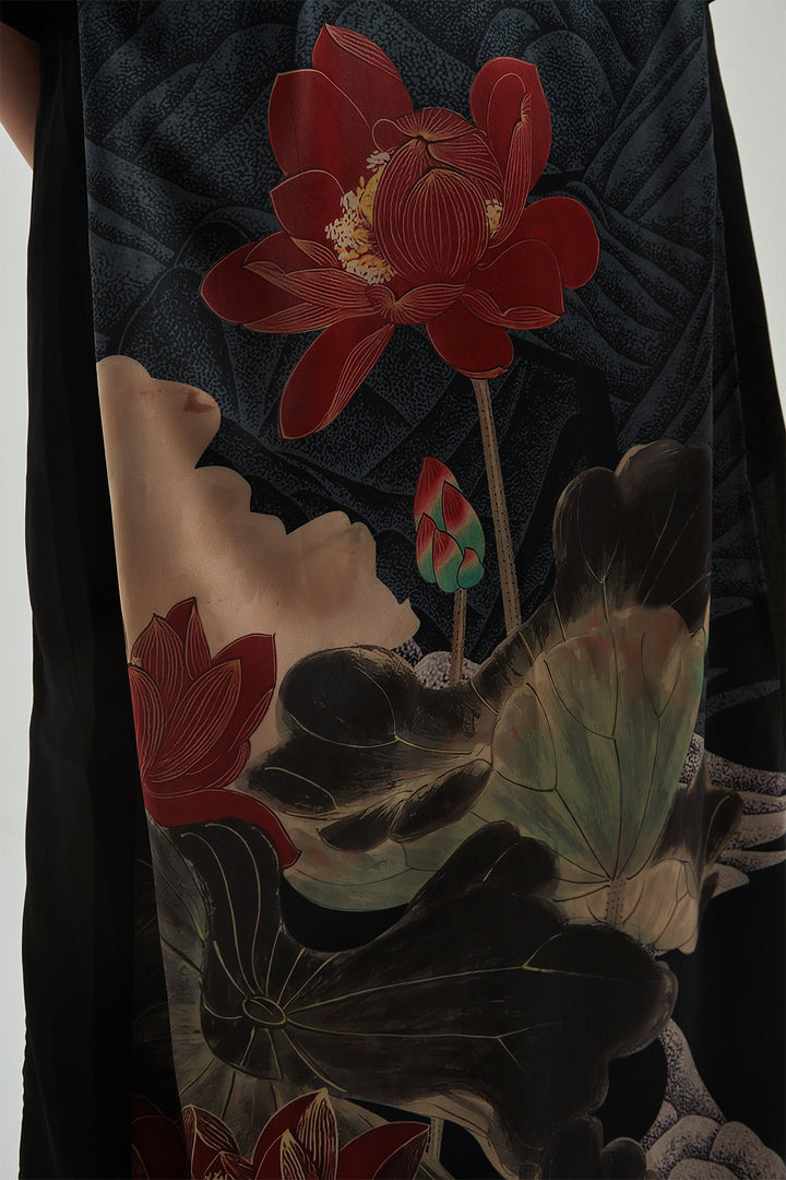 Vintage Flower Print Cardigan Resort Maxi Dress Cover Up