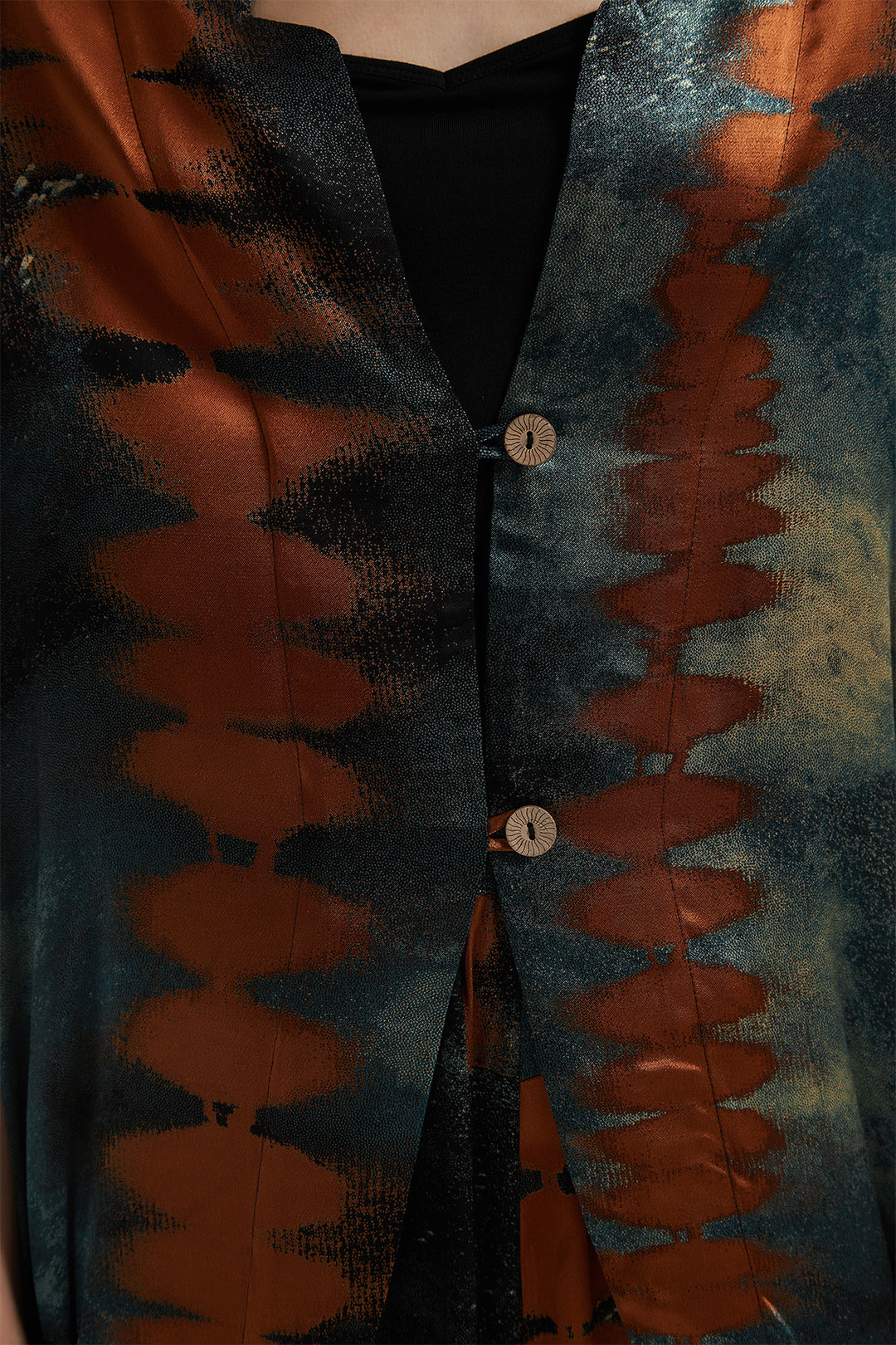 Bedrucktes, gemütliches Sommer-Zweiteiler-Set aus Seide mit weitem Bein