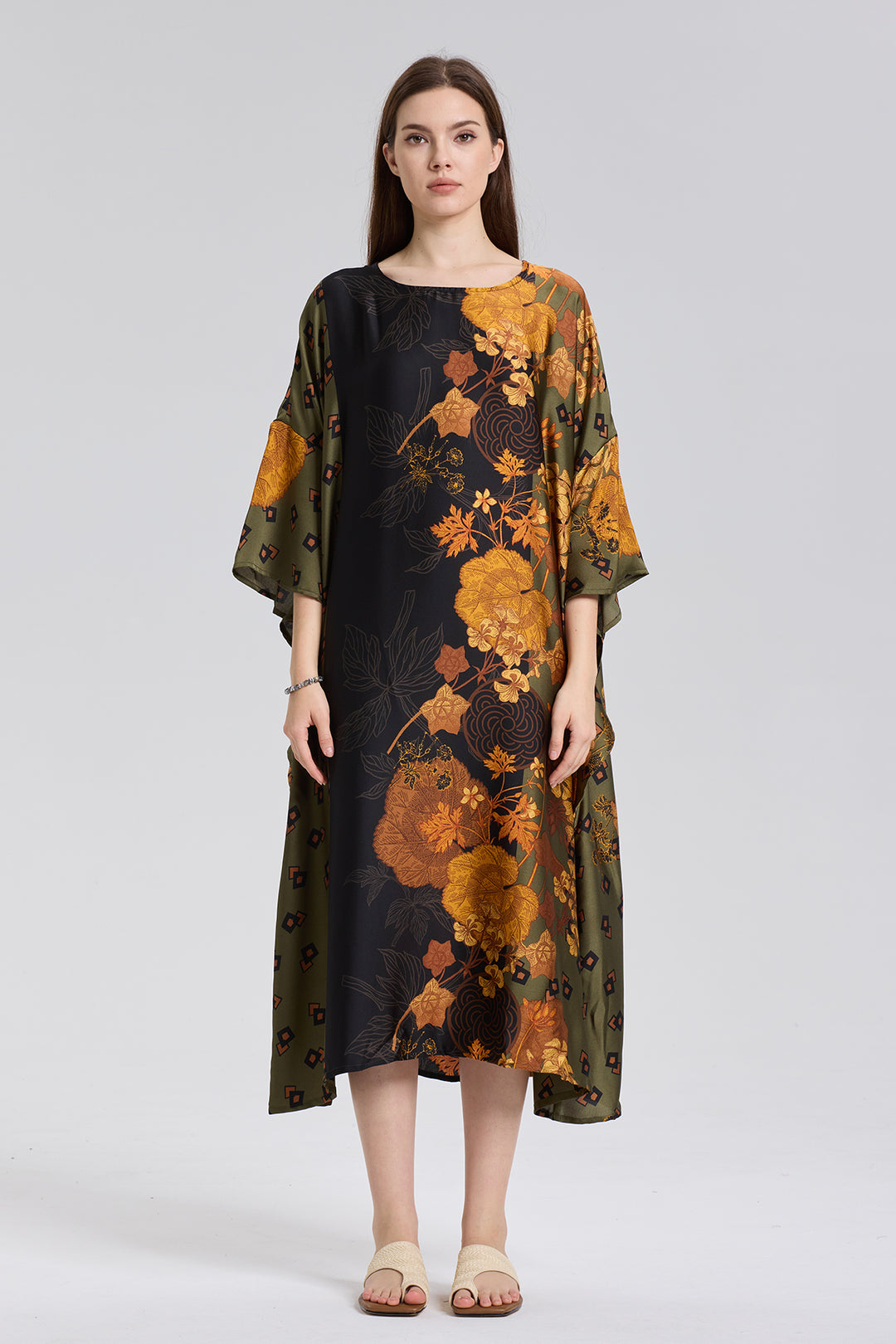 Chiara Retro-Blumen-Gemütliches Seidenkleid