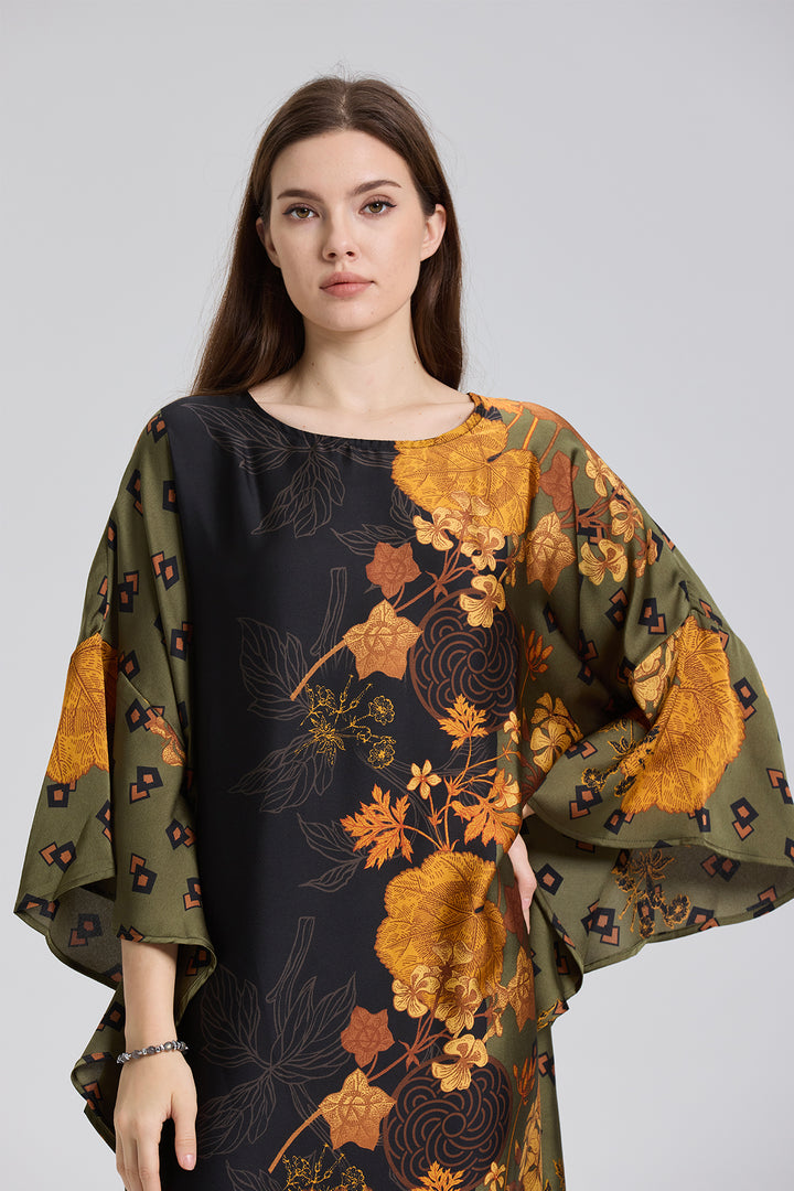 Chiara Retro-Blumen-Gemütliches Seidenkleid