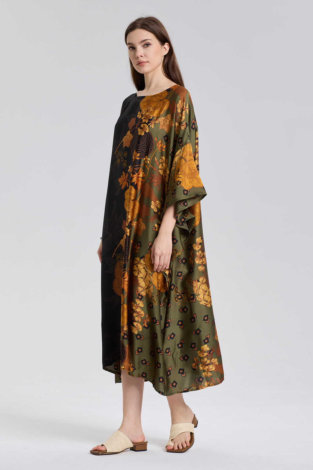 Chiara Retro-Blumen-Gemütliches Seidenkleid