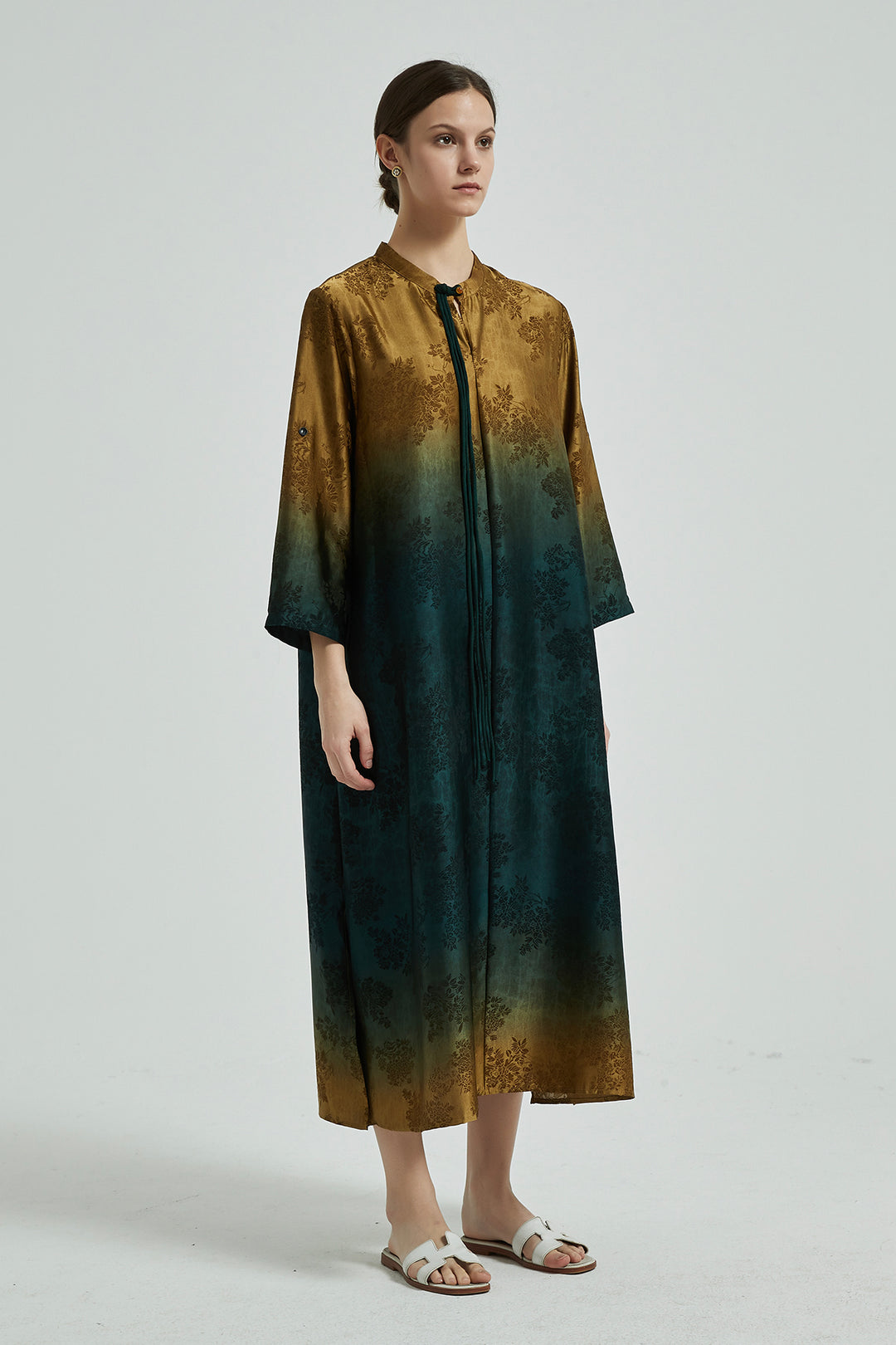 Gradient Color Silk Dress - Green