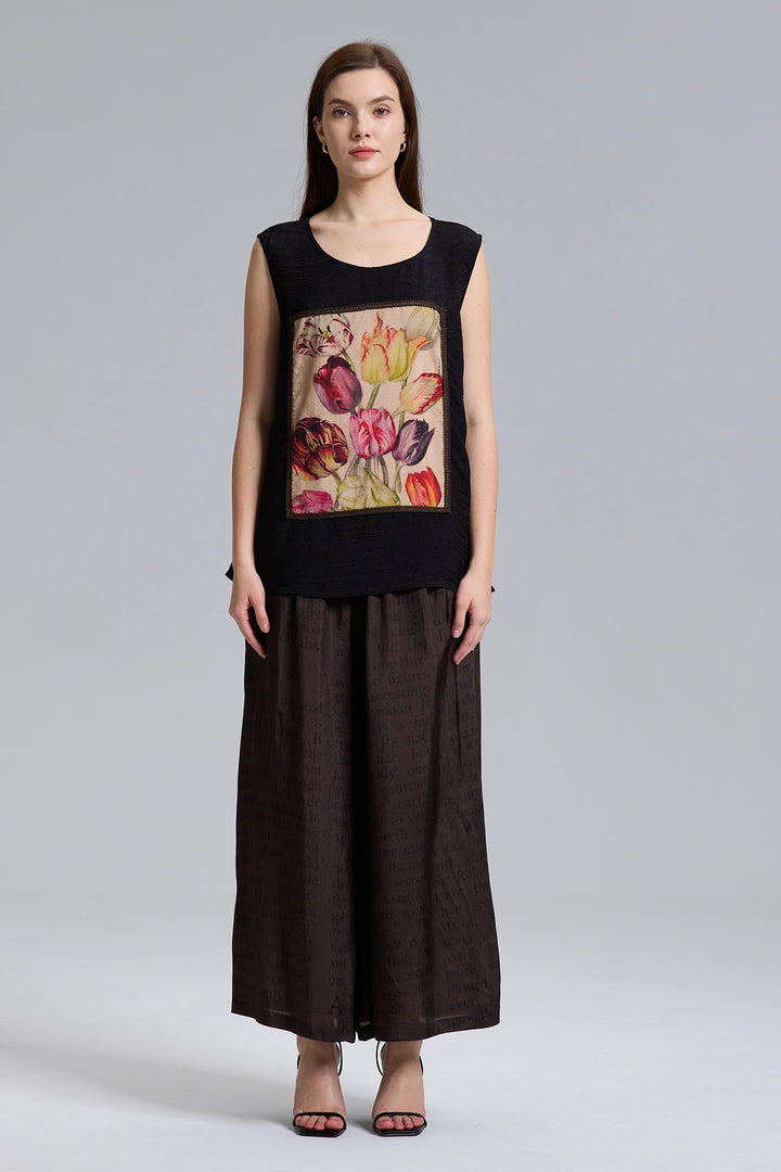 Lani Flower Print Vest+Cardigan Wide Leg Three Piece