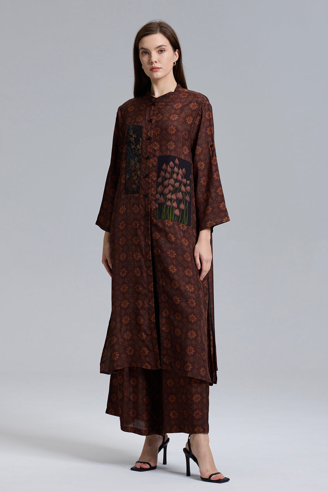 Skye Patchwork Retro Wide Leg Pants Suit