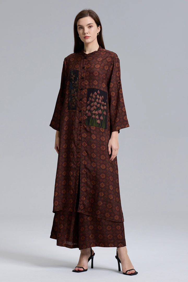 Skye Patchwork Retro Wide Leg Pants Suit