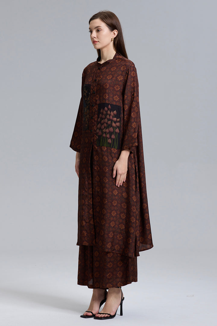 Skye Patchwork Retro Wide Leg Pants Suit