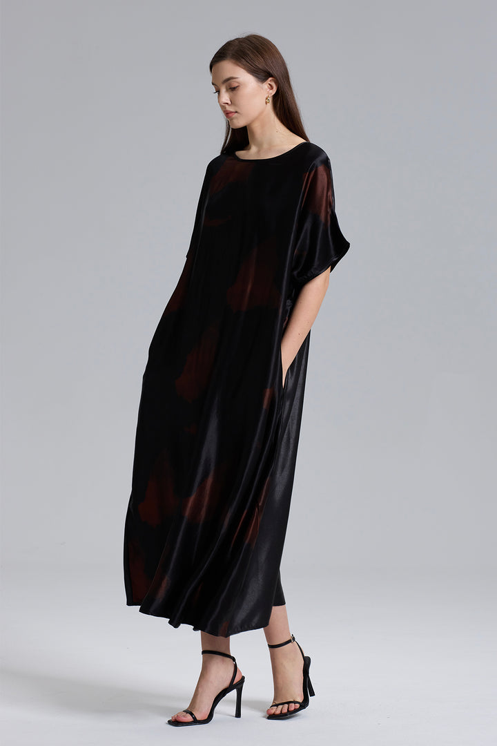 Chester Elegant Short Sleeve Silk Dress