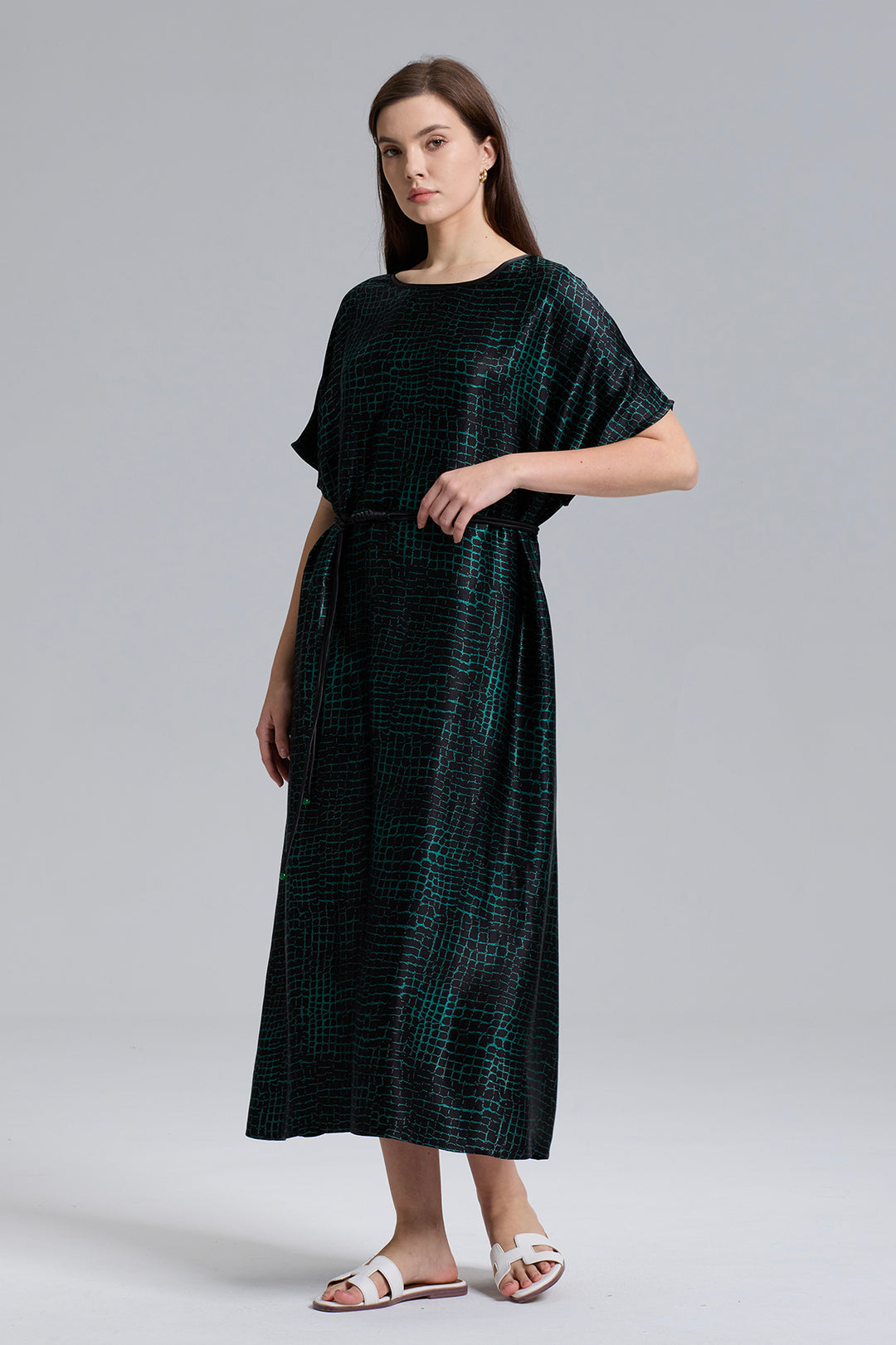 Lucia Elegant Short Sleeve Silk Dress