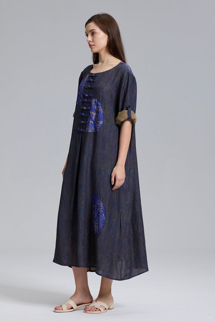 Retro Design Splice Casual Dress