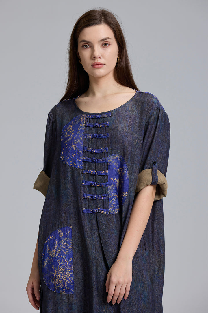 Retro Design Splice Casual Dress