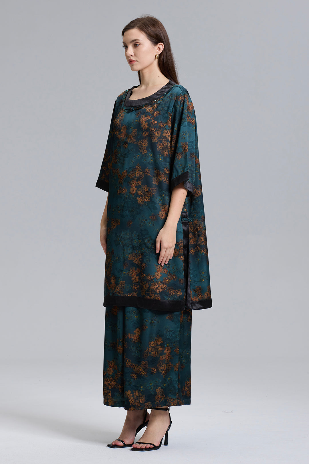 Reina Retro Design Short Sleeve Wide Leg Set