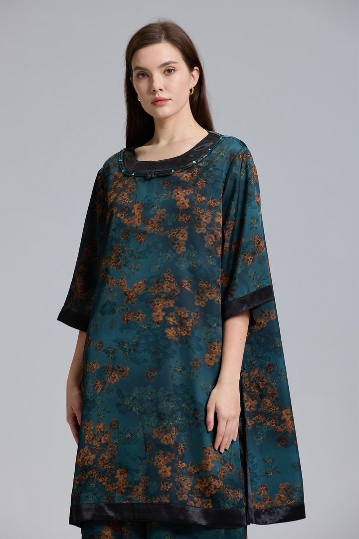 Reina Retro Design Short Sleeve Wide Leg Set