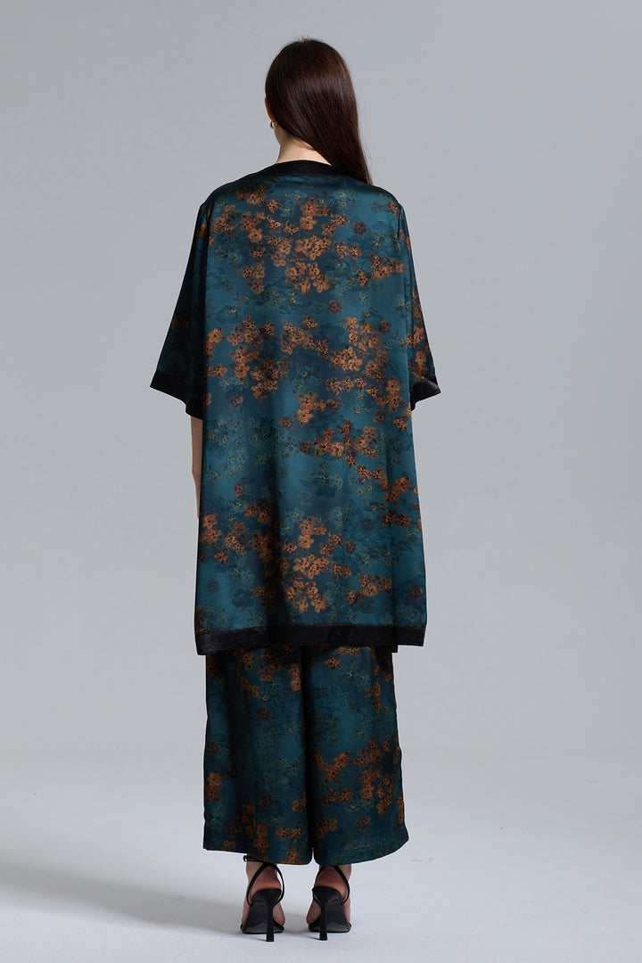 Reina Retro Design Short Sleeve Wide Leg Set