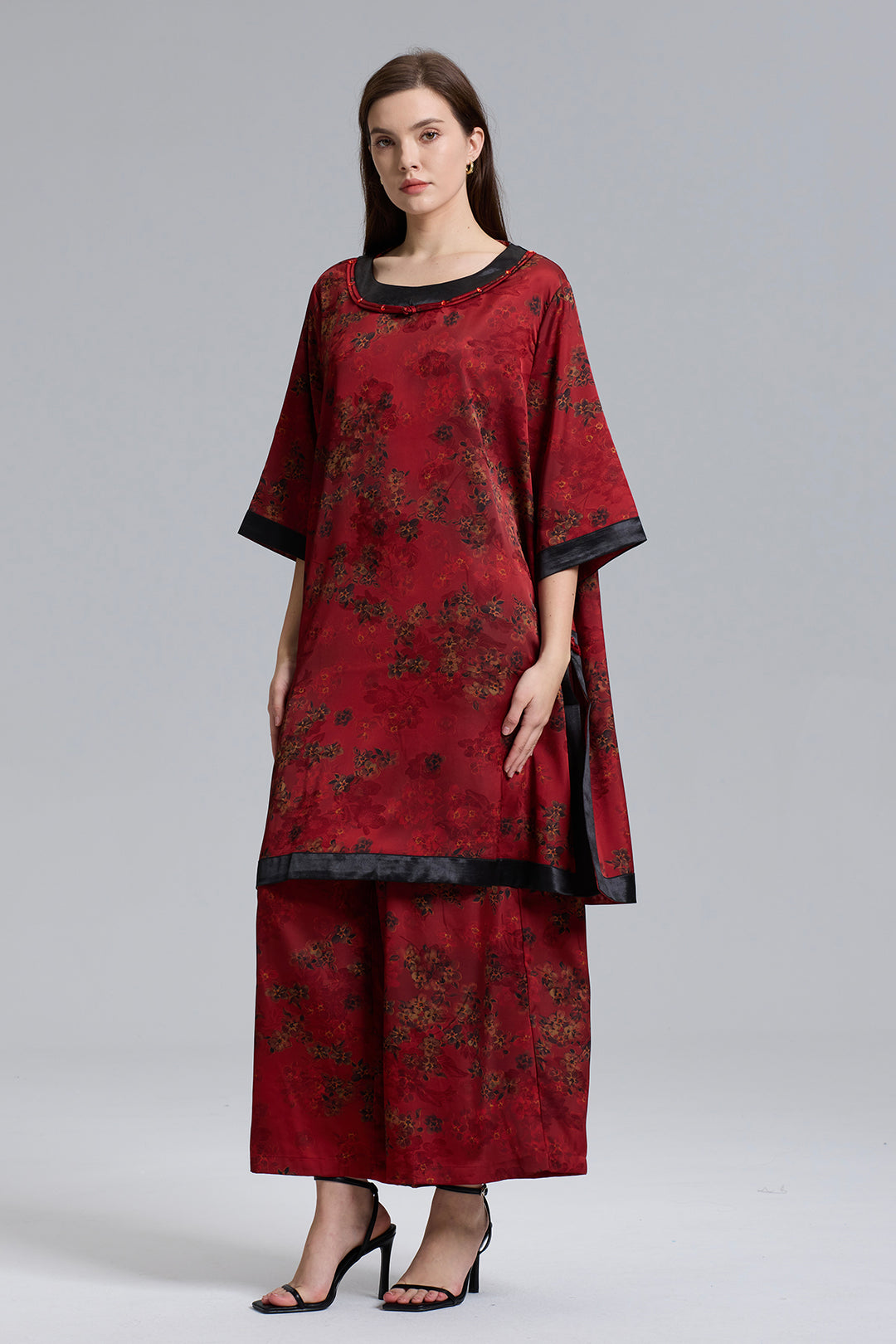 Reina Retro Design Short Sleeve Wide Leg Set