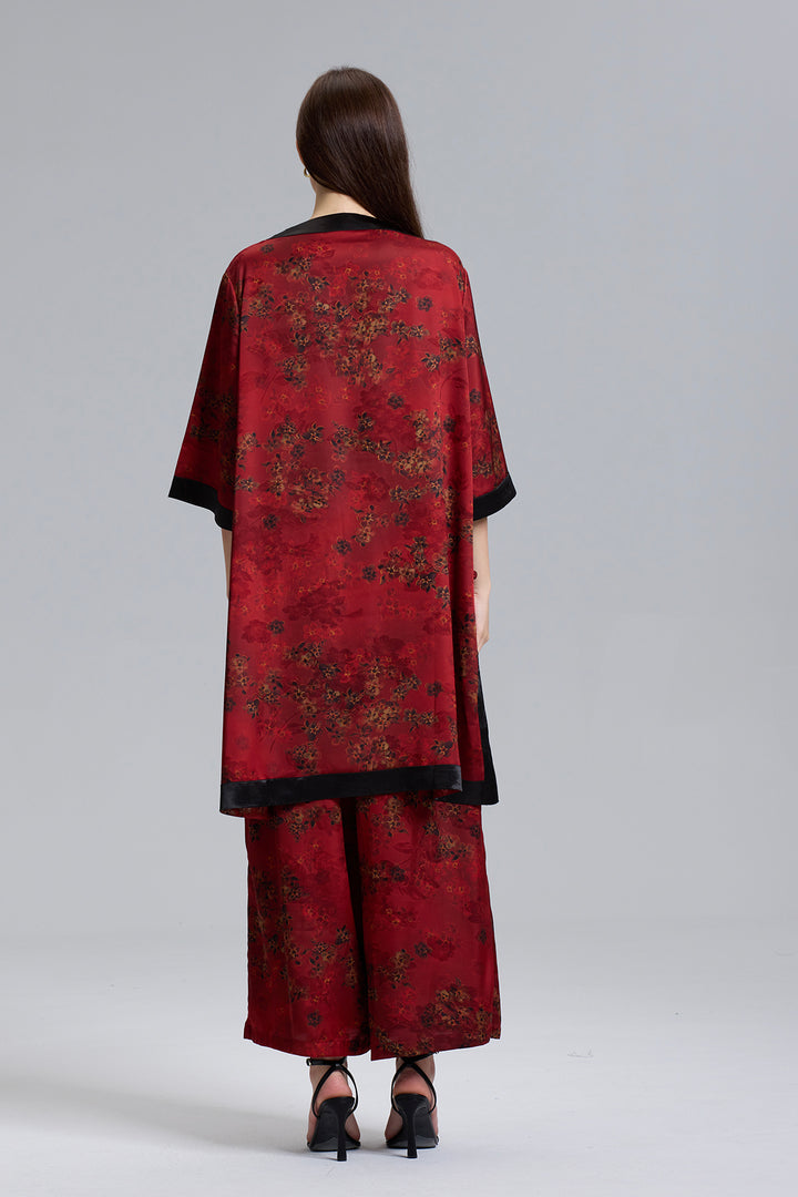 Reina Retro Design Short Sleeve Wide Leg Set