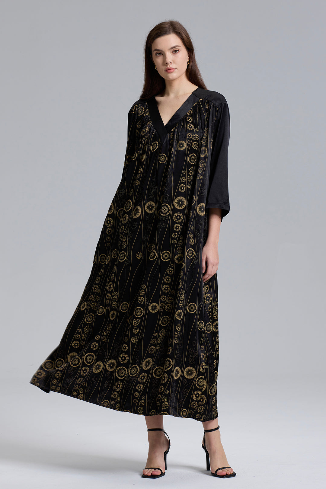 Epitome V-Neck Print Silk Dress