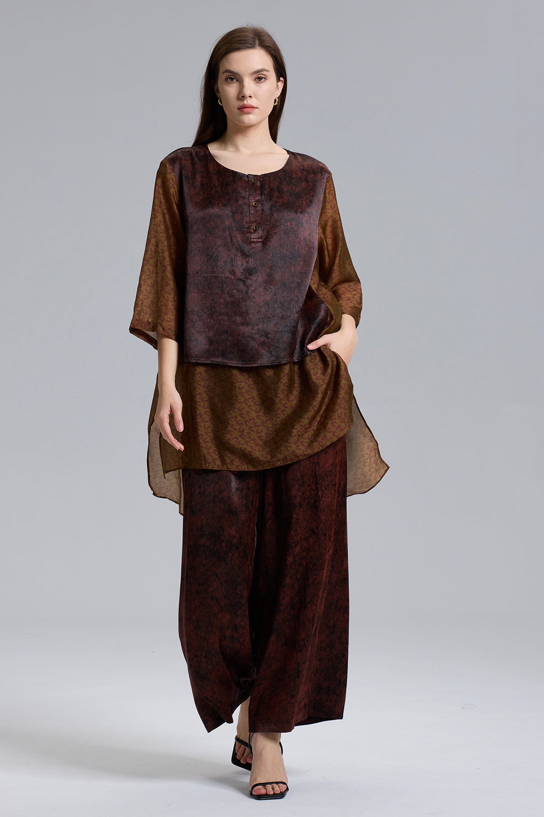 Kelly Silk Splice Elegant Pant Suit