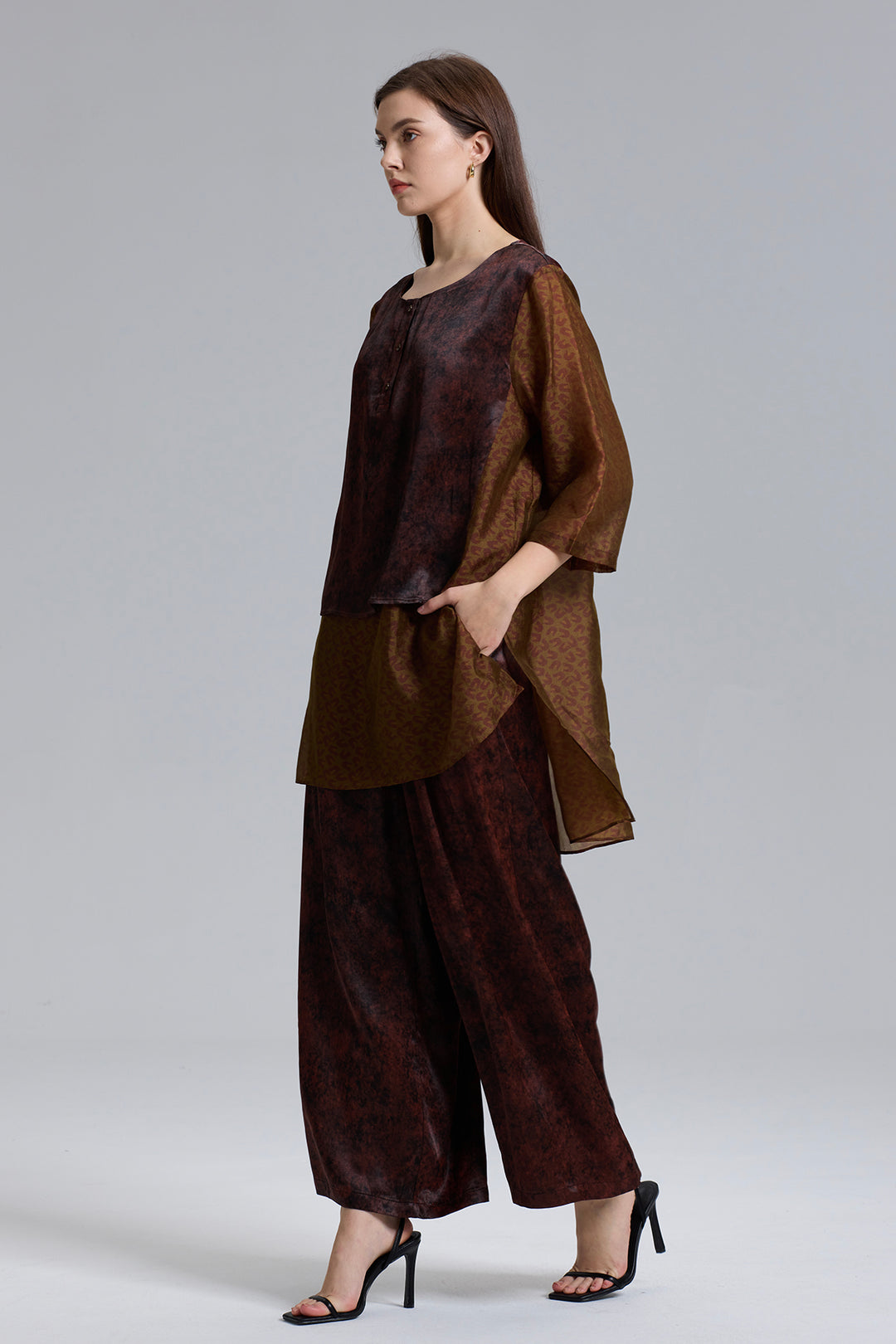 Kelly Silk Splice Elegant Pant Suit