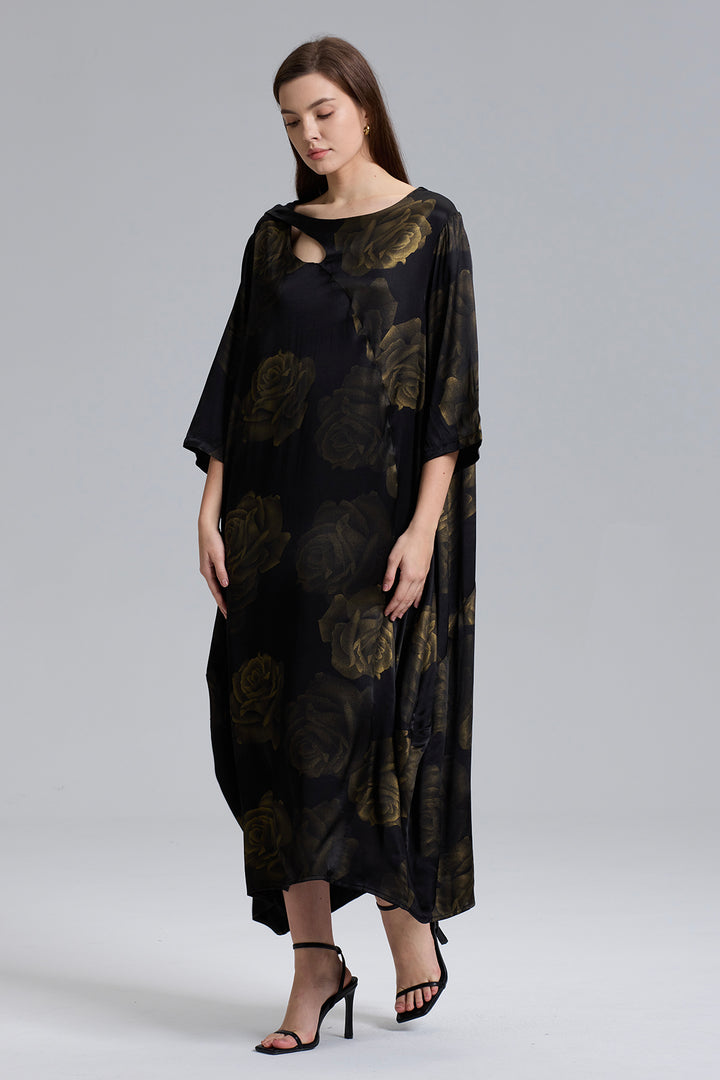 Bisect Hollow Out Silk Dress