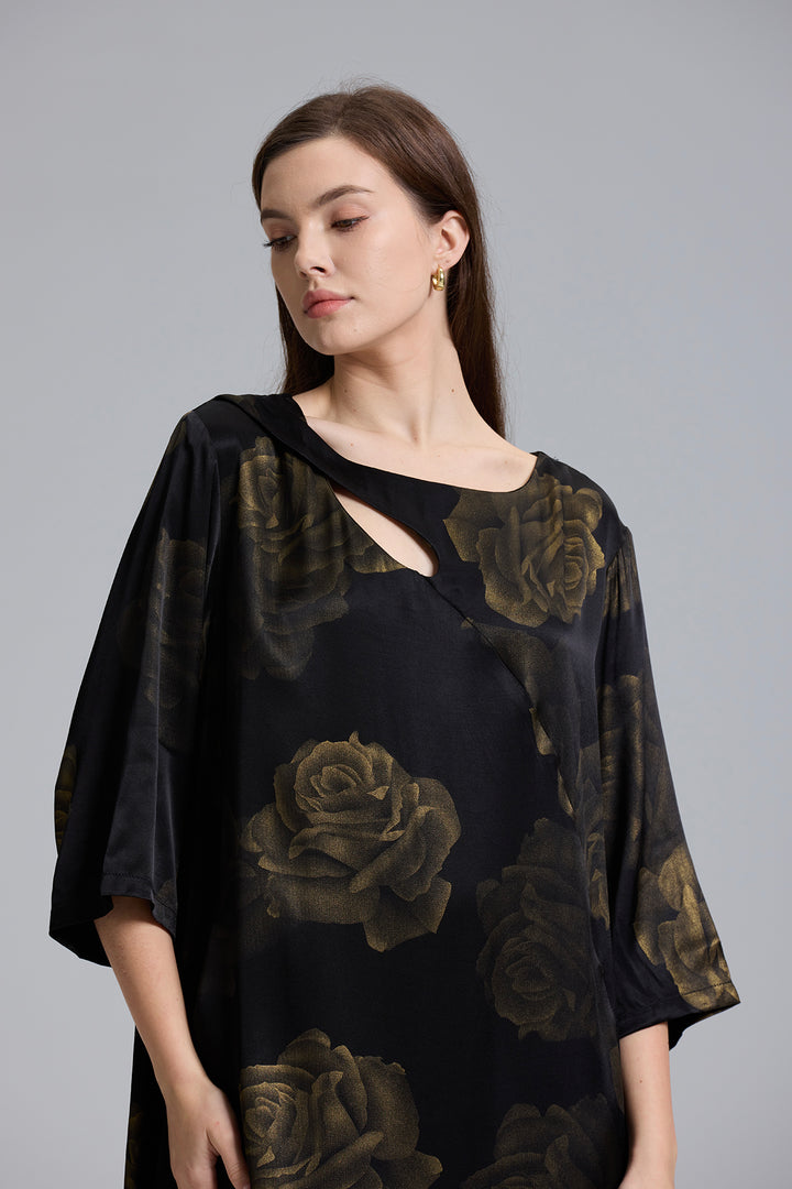 Bisect Hollow Out Silk Dress