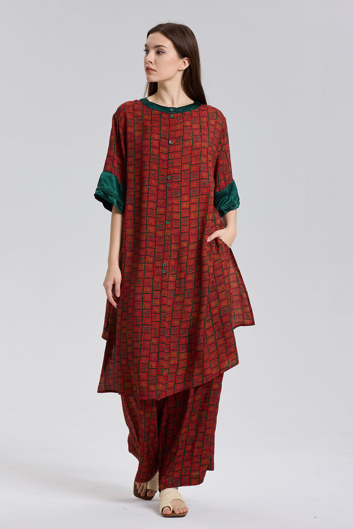 Kara Contrasting color Wide Leg Two Set