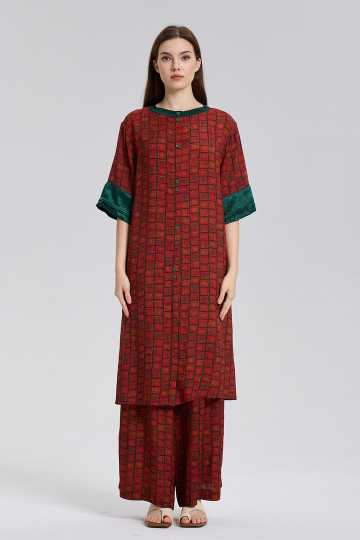 Kara Contrasting color Wide Leg Two Set