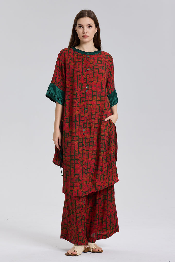 Kara Contrasting color Wide Leg Two Set