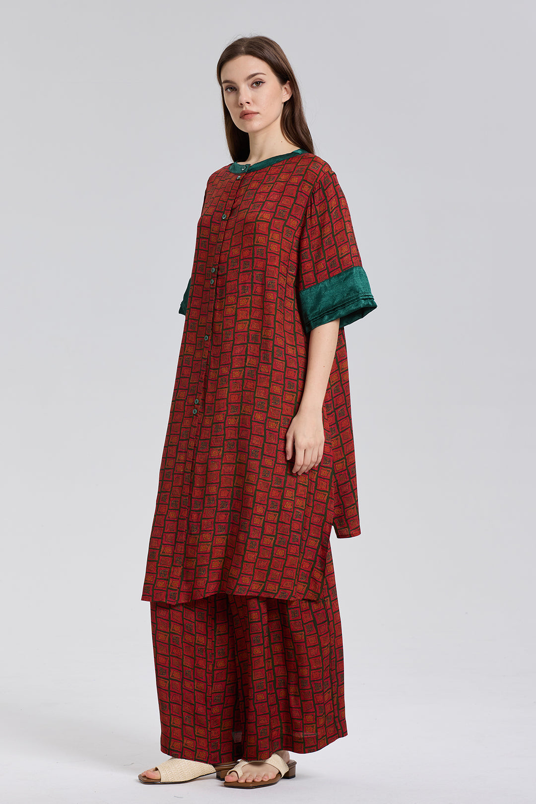 Kara Contrasting color Wide Leg Two Set