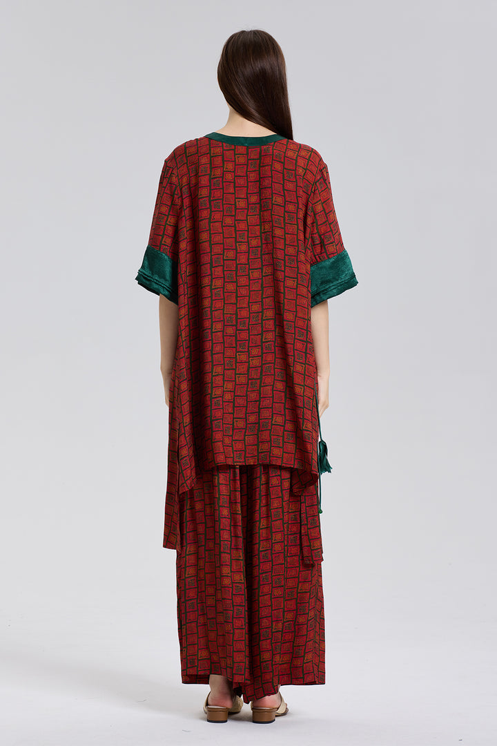 Kara Contrasting color Wide Leg Two Set