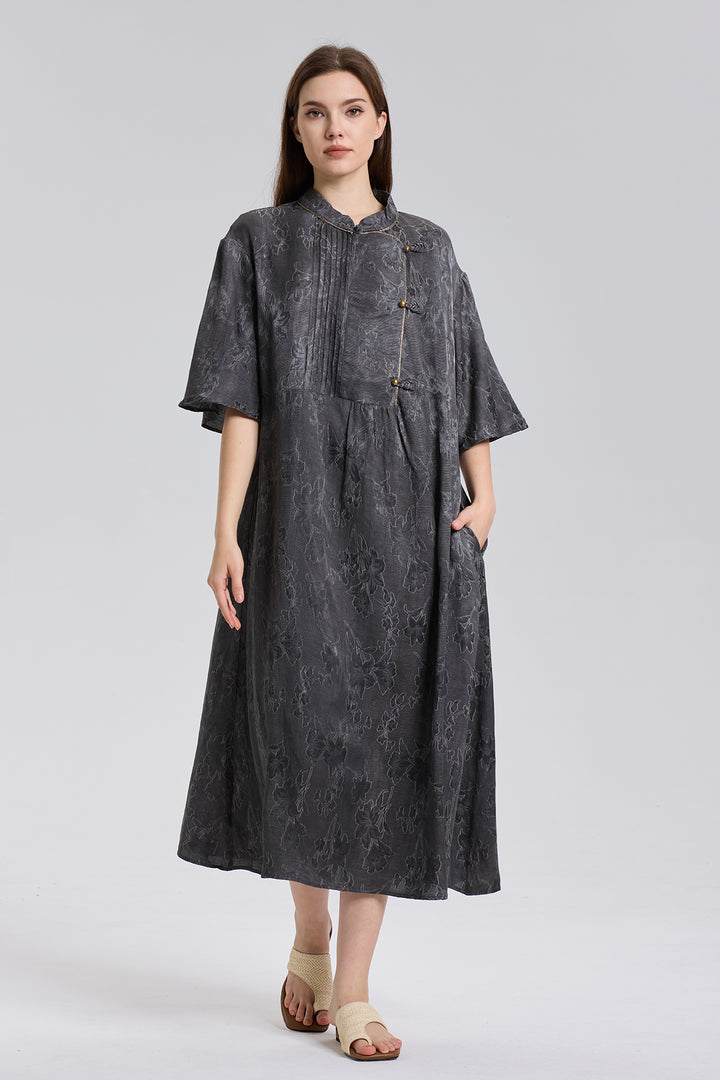 Adalee retro Short Sleeve Jacquard Dress