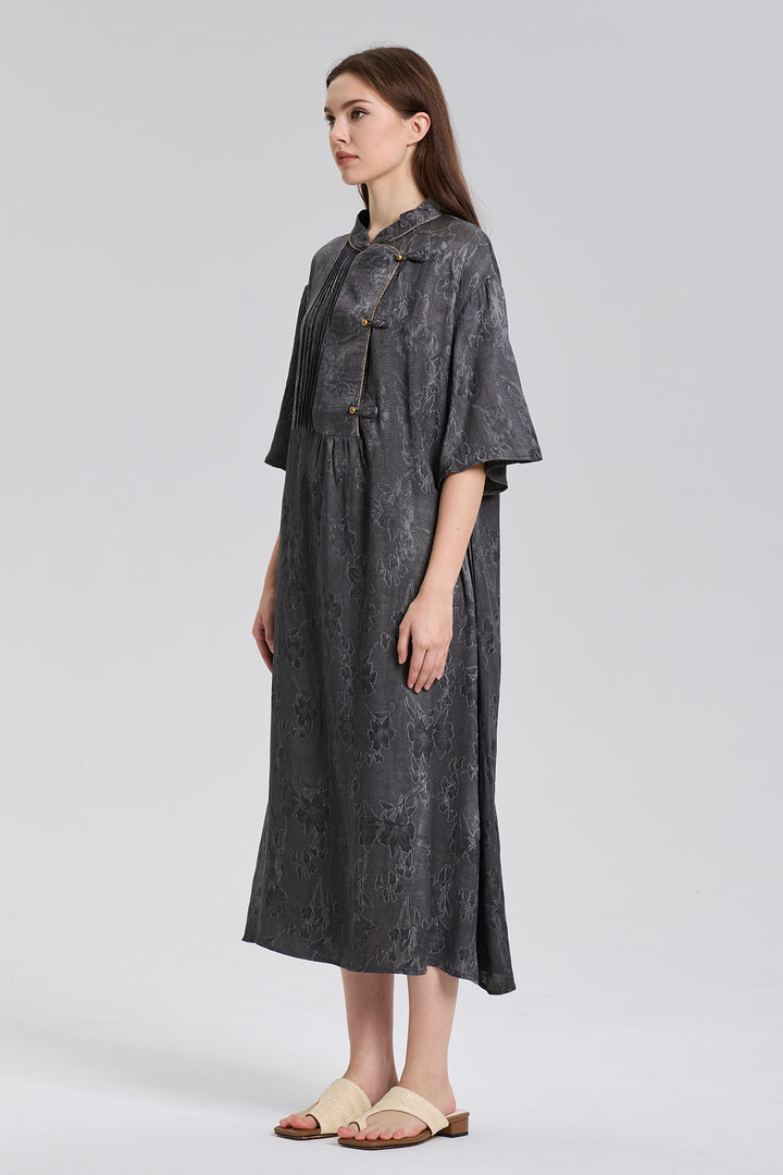 Adalee retro Short Sleeve Jacquard Dress