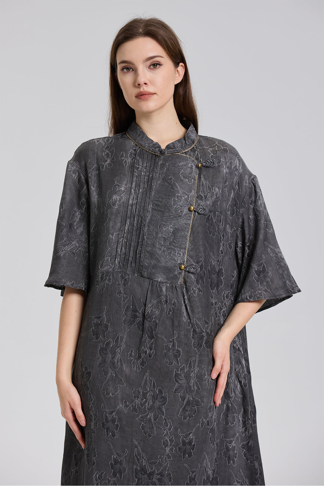 Adalee retro Short Sleeve Jacquard Dress