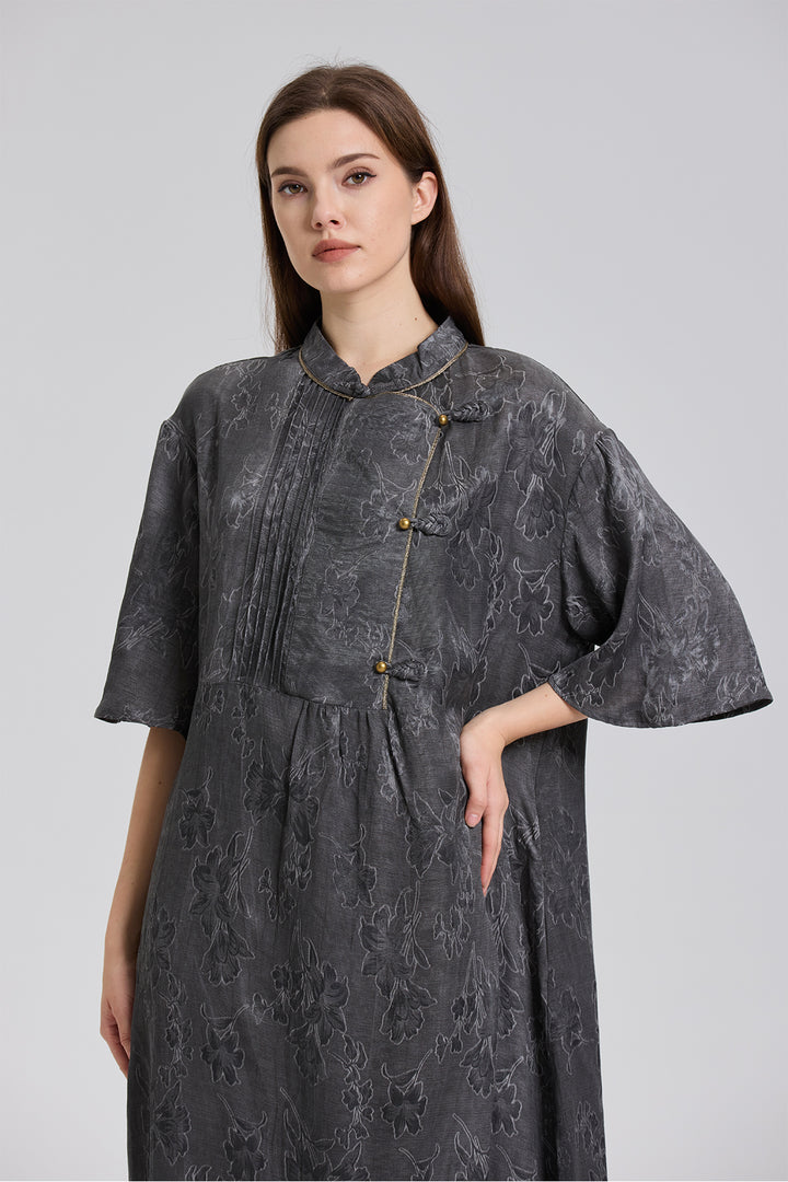 Adalee retro Short Sleeve Jacquard Dress